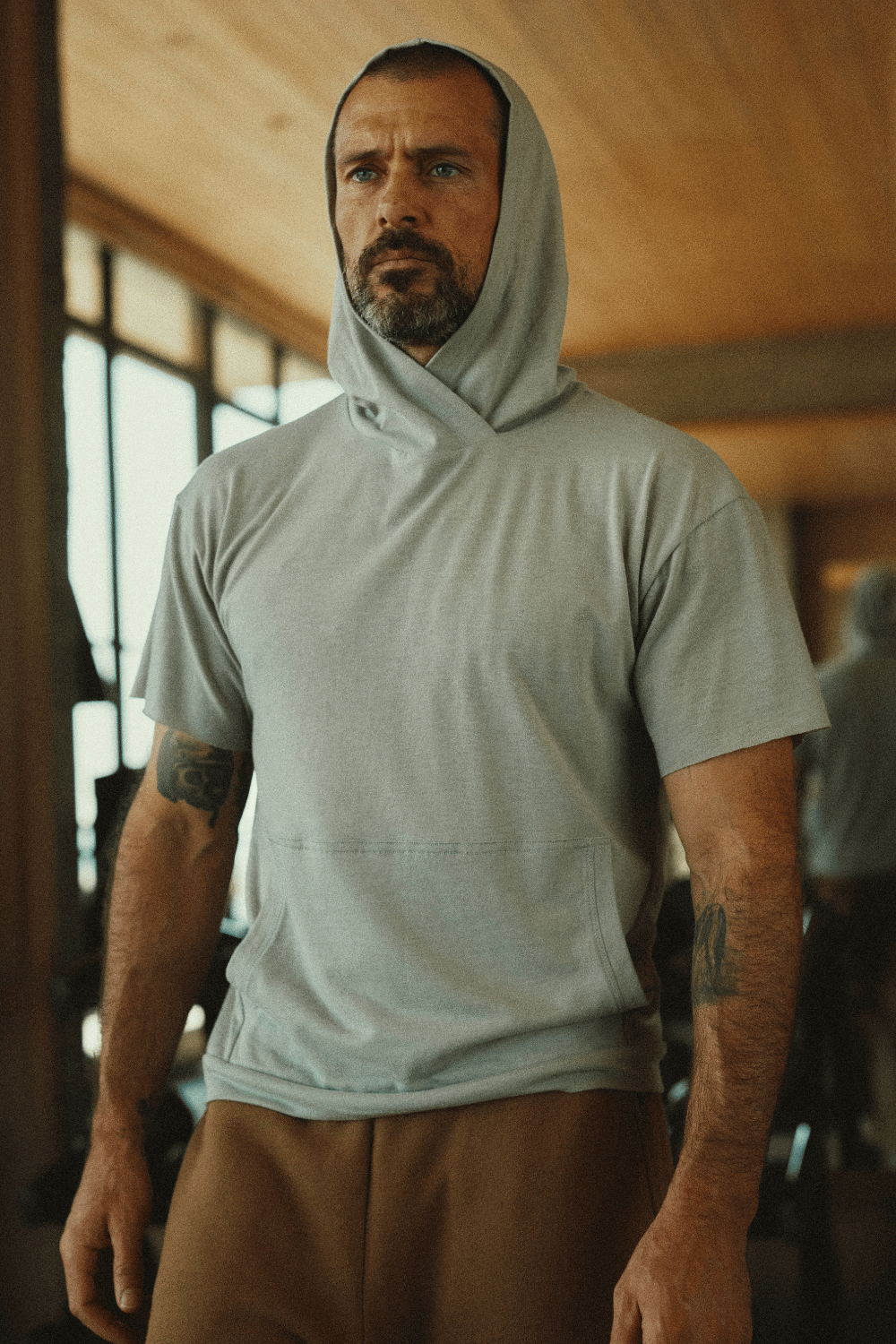 Men's Jersey Tee Kangaroo Pocket Hoodie